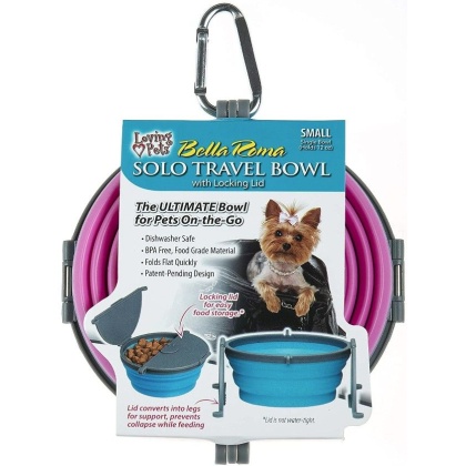 Loving Pets Bella Roma Pink Travel Bowl